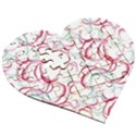Red And Turquoise Stains On A White Background Wooden Puzzle Heart View3