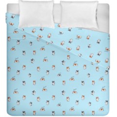 Cute Kawaii Dogs Pattern At Sky Blue Duvet Cover Double Side (king Size) by Casemiro