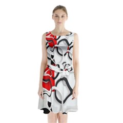 Modern Art Sleeveless Waist Tie Chiffon Dress by Sparkle
