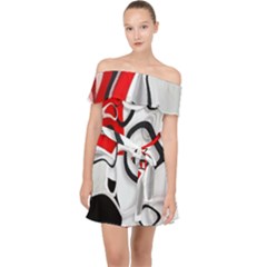 Modern Art Off Shoulder Chiffon Dress by Sparkle