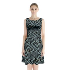 Modern Illusion Sleeveless Waist Tie Chiffon Dress by Sparkle