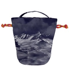 Mountain-snow-night-cold-winter Drawstring Bucket Bag by Sudhe