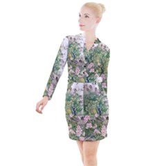 Peafowl Peacock Feather-beautiful Button Long Sleeve Dress by Sudhe
