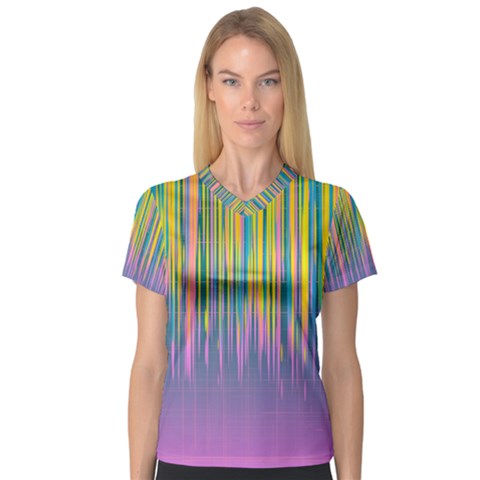 Background-colorful-texture-bright V-neck Sport Mesh Tee by Sudhe