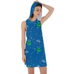 Funny Aliens With Spaceships Racer Back Hoodie Dress by SychEva