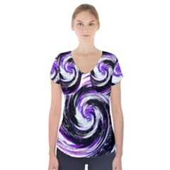 Canvas-acrylic-digital-design Short Sleeve Front Detail Top by Amaryn4rt