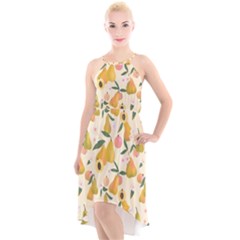 Yellow Juicy Pears And Apricots High-low Halter Chiffon Dress  by SychEva