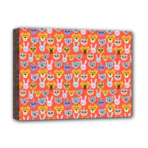 Cute Faces Of Dogs And Cats With Glasses Deluxe Canvas 16  X 12  (stretched)  by SychEva
