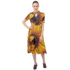 Sunflower Keyhole Neckline Chiffon Dress by Sparkle