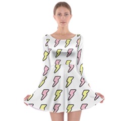 Pattern Cute Flash Design Long Sleeve Skater Dress by brightlightarts