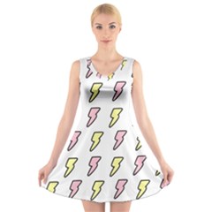 Pattern Cute Flash Design V-neck Sleeveless Dress by brightlightarts