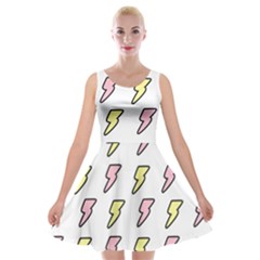 Pattern Cute Flash Design Velvet Skater Dress by brightlightarts
