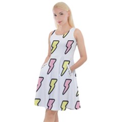 Pattern Cute Flash Design Knee Length Skater Dress With Pockets by brightlightarts