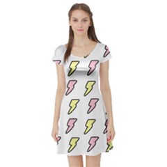 Pattern Cute Flash Design Short Sleeve Skater Dress by brightlightarts