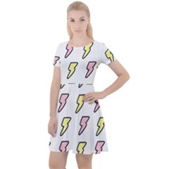 Pattern Cute Flash Design Cap Sleeve Velour Dress  by brightlightarts