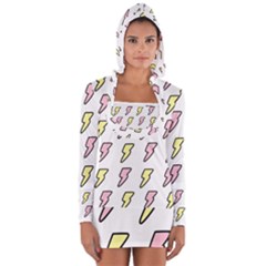 Pattern Cute Flash Design Long Sleeve Hooded T-shirt by brightlightarts