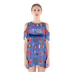 Blue 50s Shoulder Cutout One Piece Dress by InPlainSightStyle