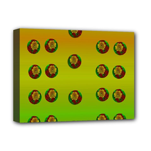 Sun Flowers For Iconic Pleasure In Pumpkin Time Deluxe Canvas 16  X 12  (stretched)  by pepitasart