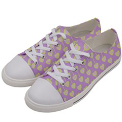 Yellow Hearts On A Light Purple Background Women s Low Top Canvas Sneakers by SychEva