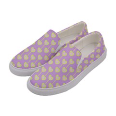 Yellow Hearts On A Light Purple Background Women s Canvas Slip Ons by SychEva