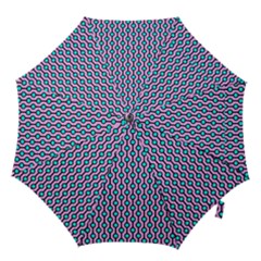 Blue Circles On Purple Background Geometric Ornament Hook Handle Umbrellas (small) by SychEva