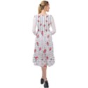 Red vector roses and black polka dots pattern Ruffle End Midi Chiffon Dress View2