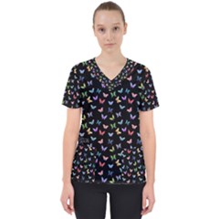 Bright And Beautiful Butterflies Women s V-neck Scrub Top by SychEva