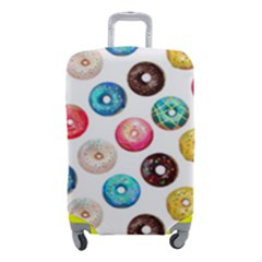 Delicious Multicolored Donuts On White Background Luggage Cover (small) by SychEva