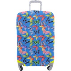Multicolored Butterflies Fly On A Blue Background Luggage Cover (large) by SychEva