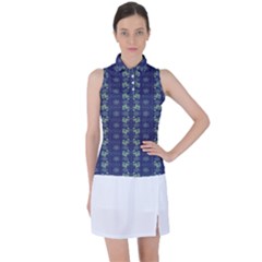 Flowers Pattern Women s Sleeveless Polo Tee by Sparkle