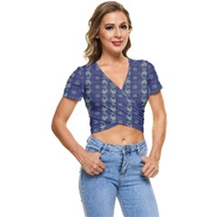 Flowers Pattern Short Sleeve Foldover Tee by Sparkle
