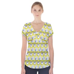 Cartoon Pattern Short Sleeve Front Detail Top by Sparkle
