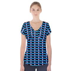 Cartoon Pattern Short Sleeve Front Detail Top by Sparkle