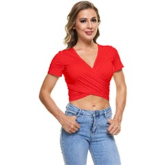 Color Red Short Sleeve Foldover Tee by Kultjers