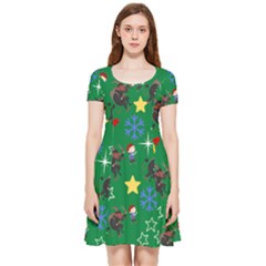 Krampus And Brat Green Inside Out Cap Sleeve Dress by InPlainSightStyle