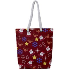 Santa Red Full Print Rope Handle Tote (small) by InPlainSightStyle