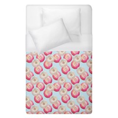 Pink And White Donuts On Blue Duvet Cover (single Size) by SychEva