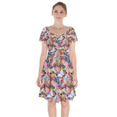 Retro Color Short Sleeve Bardot Dress by Sparkle