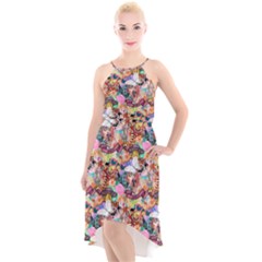 Retro Color High-low Halter Chiffon Dress  by Sparkle