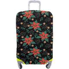 Large Christmas Poinsettias On Black Luggage Cover (large) by PodArtist