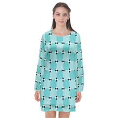Illusion Blocks Pattern Long Sleeve Chiffon Shift Dress  by Sparkle