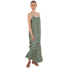Illusion Waves Pattern Cami Maxi Ruffle Chiffon Dress by Sparkle