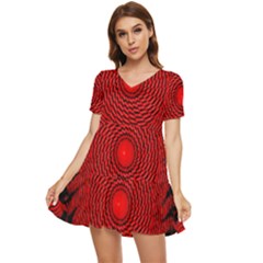 Illusion Waves Pattern Tiered Short Sleeve Mini Dress by Sparkle