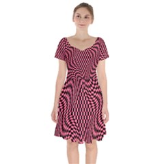 Illusion Waves Pattern Short Sleeve Bardot Dress by Sparkle