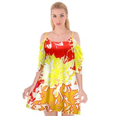 Red And Yellow Floral Cutout Spaghetti Strap Chiffon Dress by 3cl3ctix