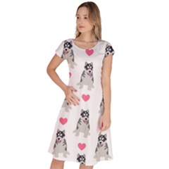Little Husky With Hearts Classic Short Sleeve Dress by SychEva