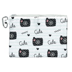 Cute Cameras Doodles Hand Drawn Canvas Cosmetic Bag (xl) by Sapixe