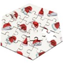 Red Christmas Hats Wooden Puzzle Hexagon View2