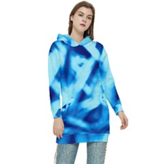 Blue Abstract 2 Women s Long Oversized Pullover Hoodie by DimitriosArt