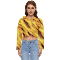Yellow  Waves Abstract Series No8 Women s Lightweight Cropped Hoodie by DimitriosArt